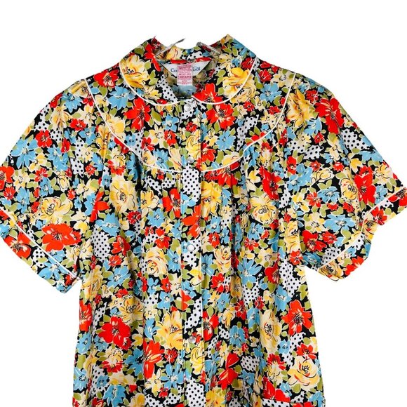 Vintage Sears Comfort Coat Housecoat Size Medium 12/14 Polka Dot Retro - Picture 3 of 6